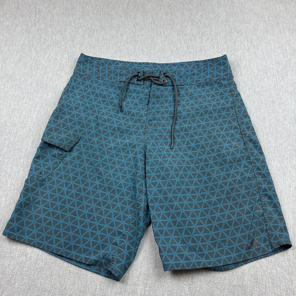 The North Face‎ Shorts Mens 34 Blue Geometric Drawstring Swim Trunks Boardshort